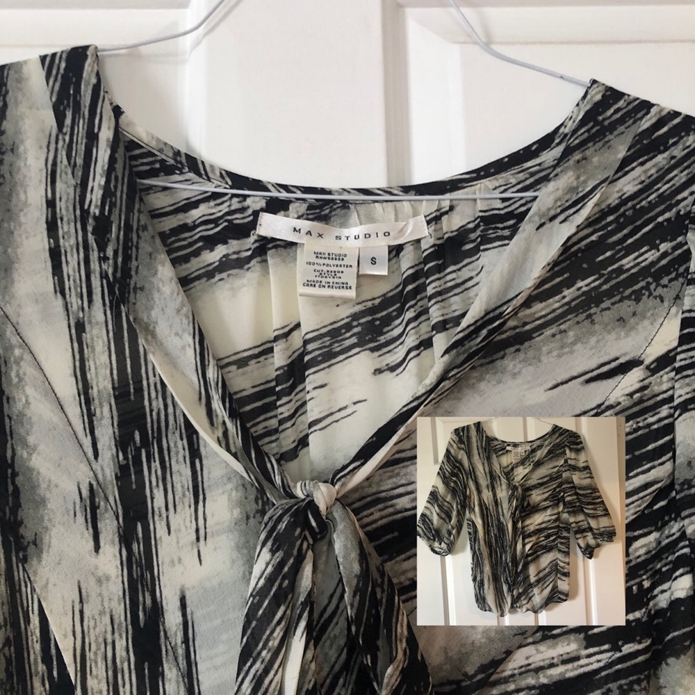 New tie-neck sheer top with bubble hem